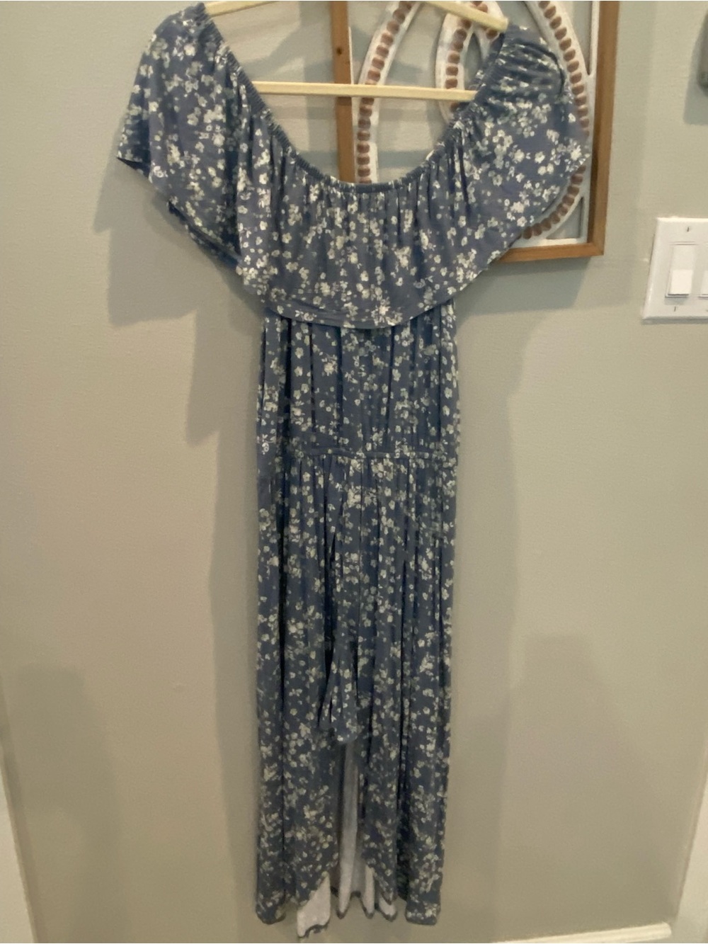 Art class Blue Floral Off-Shoulder romper Dress